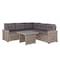 Flash Furniture Huck Wicker Rattan Conversation Set, L-Shaped Sofa w/Dining Table, Weather Resistant Cushions, Gray LTS-SET-02023-GY-GY-GG - alternate 1